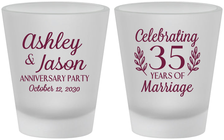 Custom Anniversary Frosted Shot Glasses - 35 Years Of Marriage | 80024