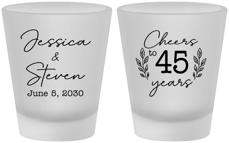 Custom Anniversary Frosted Shot Glasses - Cheers To 45 Years | 80026