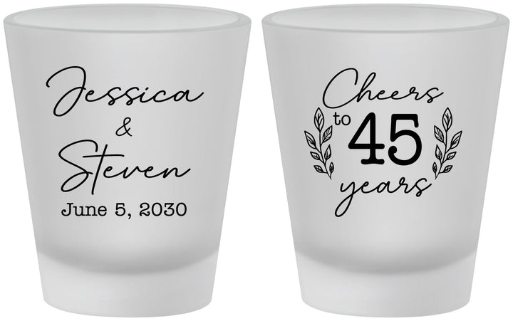 Custom Anniversary Frosted Shot Glasses - Cheers To 45 Years | 80026
