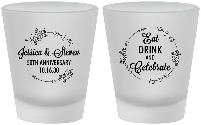 Custom Anniversary Frosted Shot Glasses - 50th Wedding | 80027