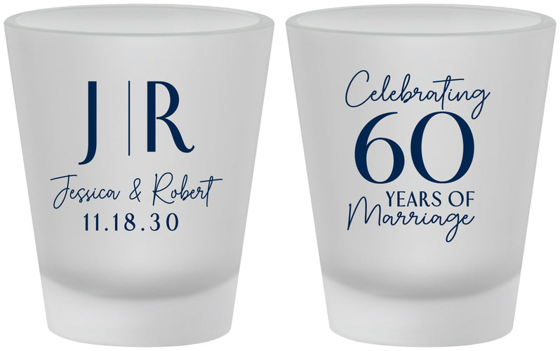 Custom Anniversary Frosted Shot Glasses - 60 Years Of Marriage | 80029