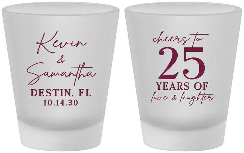 Custom Anniversary Frosted Shot Glasses - 25 Years Of Marriage | 80032