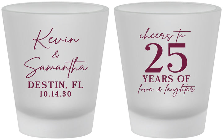 Custom Anniversary Frosted Shot Glasses - 25 Years Of Marriage | 80032