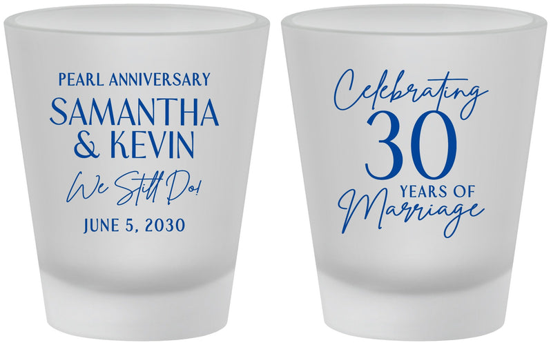 Custom Anniversary Frosted Shot Glasses - 30 Years Of Marriage | 80033