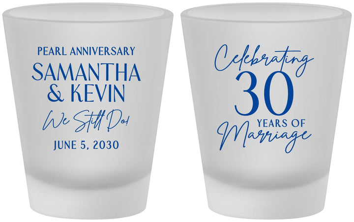 Custom Anniversary Frosted Shot Glasses - 30 Years Of Marriage | 80033