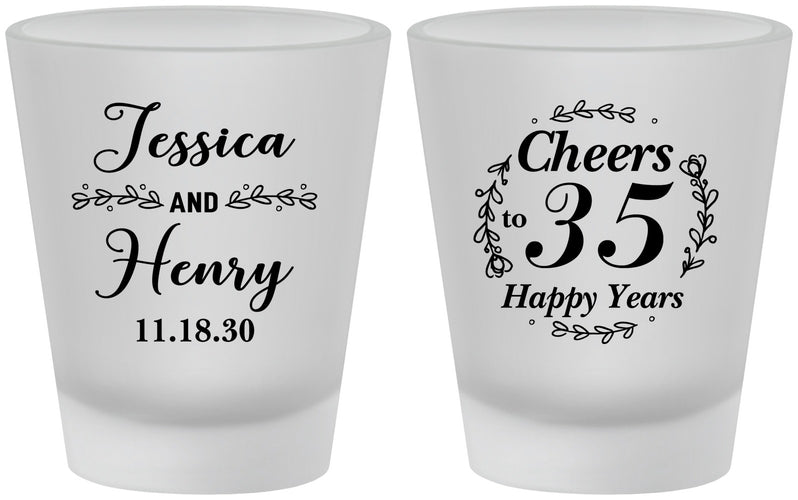 Custom Anniversary Frosted Shot Glasses - Cheers To 35 Years | 80034