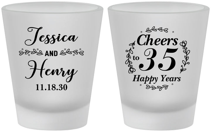 Custom Anniversary Frosted Shot Glasses - Cheers To 35 Years | 80034