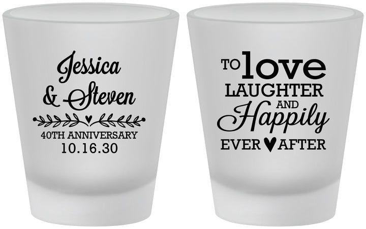 Custom Anniversary Frosted Shot Glasses - 40th Wedding | 80035