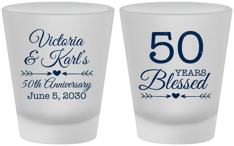 Custom Anniversary Frosted Shot Glasses - 50 Years Blessed | 80037