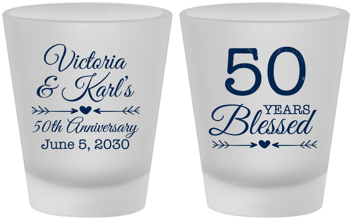 Custom Anniversary Frosted Shot Glasses - 50 Years Blessed | 80037