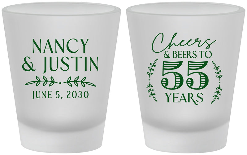 Custom Anniversary Frosted Shot Glasses - Cheers To 55 Years | 80038