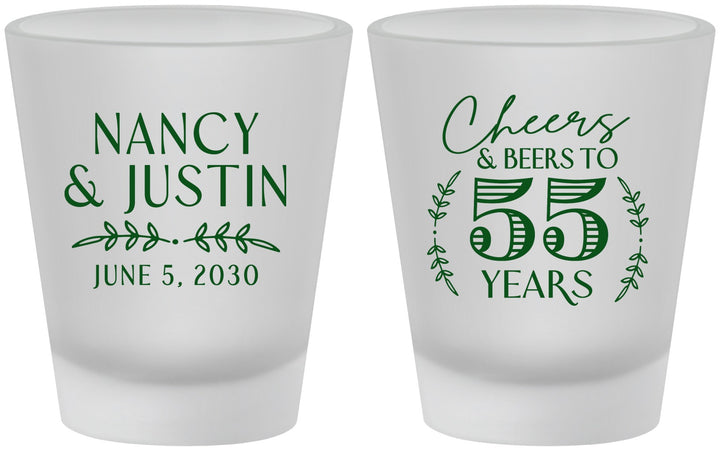 Custom Anniversary Frosted Shot Glasses - Cheers To 55 Years | 80038