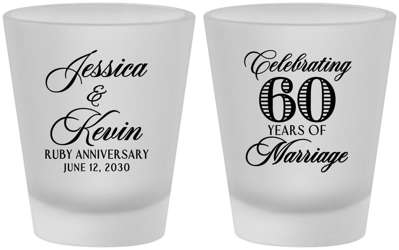 Custom Anniversary Frosted Shot Glasses - 60 Years Of Marriage | 80039