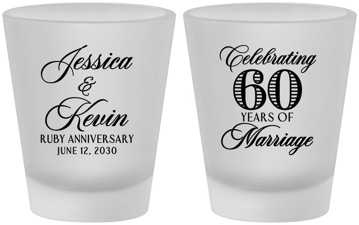 Custom Anniversary Frosted Shot Glasses - 60 Years Of Marriage | 80039