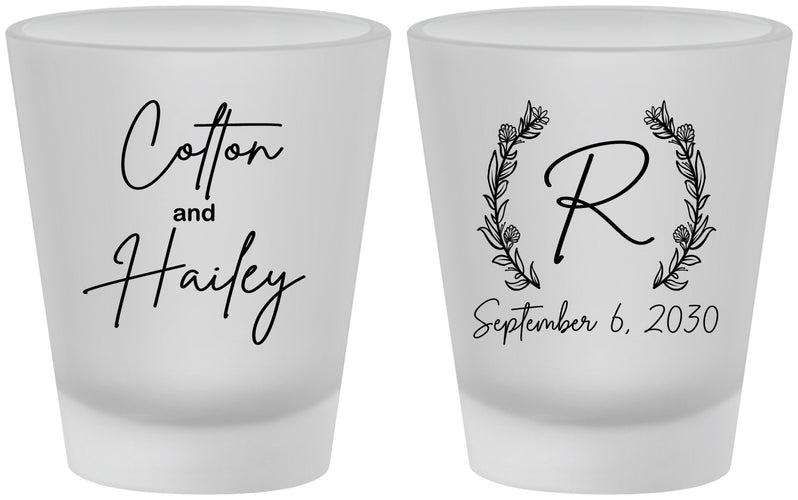 Custom Wedding Frosted Shot Glasses - Monogram | 803