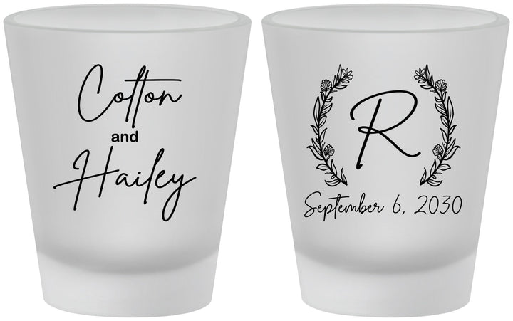 Custom Wedding Frosted Shot Glasses - Monogram | 803