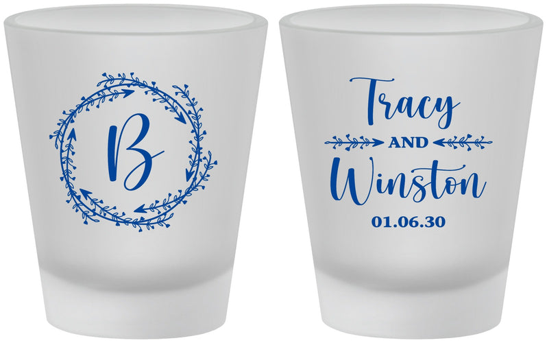 Custom Wedding Frosted Shot Glasses - Monogram | 804