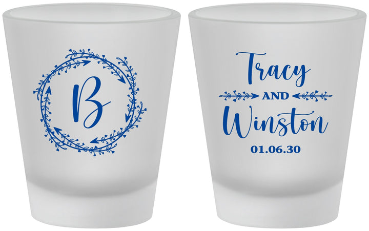 Custom Wedding Frosted Shot Glasses - Monogram | 804