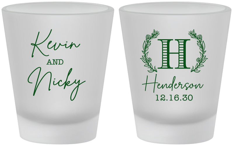 Custom Wedding Frosted Shot Glasses - Monogram | 805