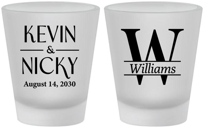 Custom Wedding Frosted Shot Glasses - Monogram | 806