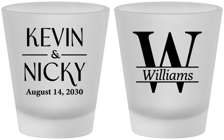 Custom Wedding Frosted Shot Glasses - Monogram | 806