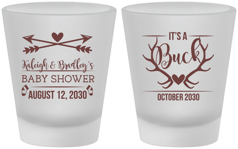 Custom Baby Shower Frosted Shot Glasses - It’s A Buck Antler | 90000