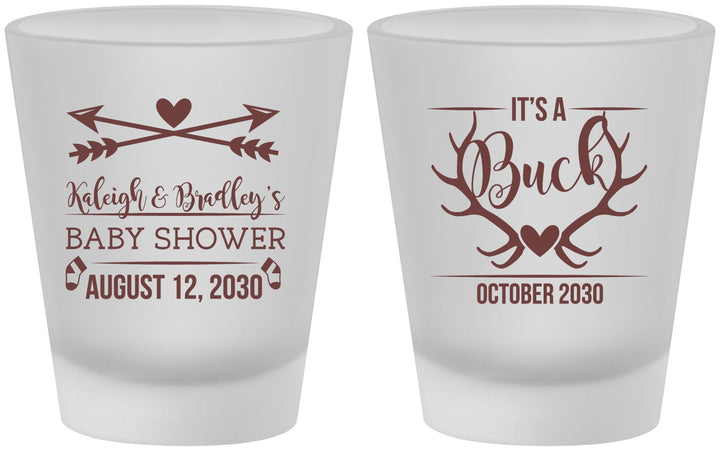 Custom Baby Shower Frosted Shot Glasses - It’s A Buck Antler | 90000
