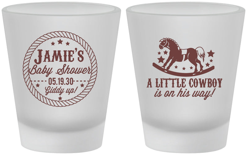 Custom Baby Shower Frosted Shot Glasses - Little Cowboy | 90003