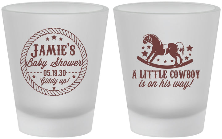 Custom Baby Shower Frosted Shot Glasses - Little Cowboy | 90003