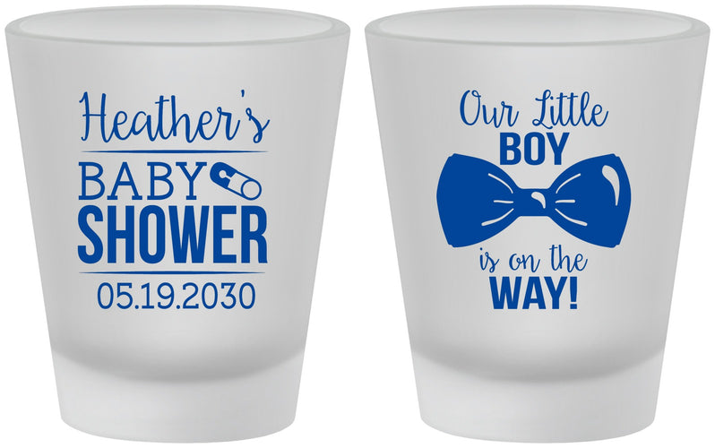 Custom Baby Shower Frosted Shot Glasses - Little Boy Is On The Way | 90005