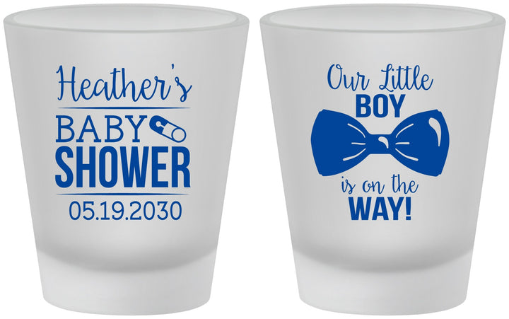 Custom Baby Shower Frosted Shot Glasses - Little Boy Is On The Way | 90005