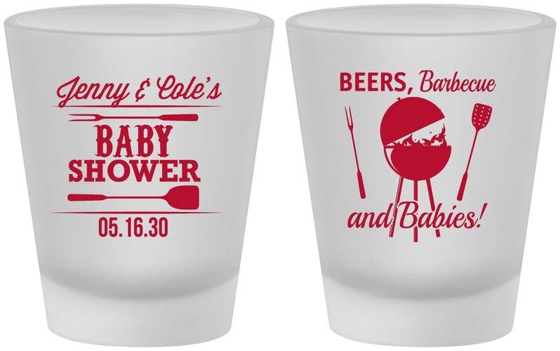 Custom Baby Shower Frosted Shot Glasses - Beers Bbq Babies | 90006