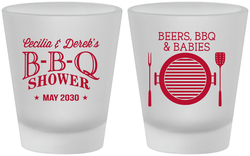 Custom Baby Shower Frosted Shot Glasses - Beers Bbq Babies | 90007