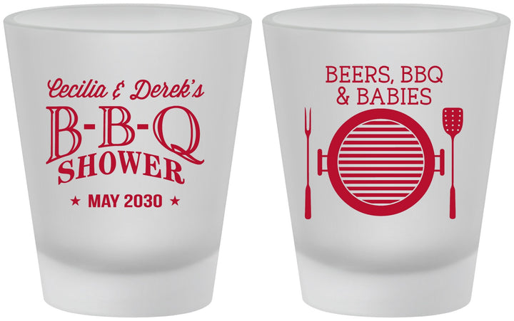 Custom Baby Shower Frosted Shot Glasses - Beers Bbq Babies | 90007