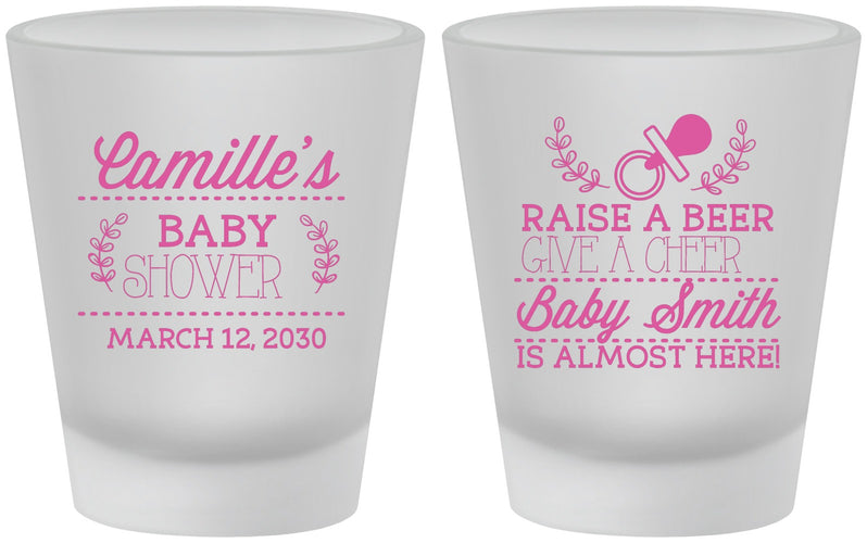 Custom Baby Shower Frosted Shot Glasses - Raise A Beer | 90008