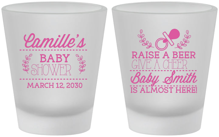 Custom Baby Shower Frosted Shot Glasses - Raise A Beer | 90008