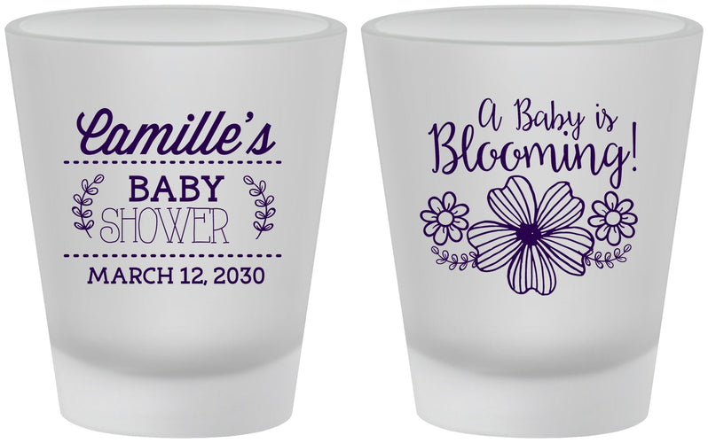 Custom Baby Shower Frosted Shot Glasses - Blooming | 90009