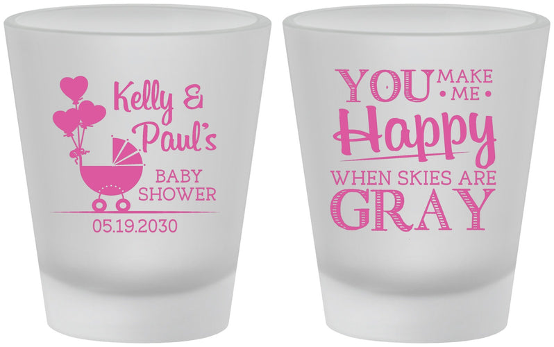 Custom Baby Shower Frosted Shot Glasses - You Make Me Happy | 90010