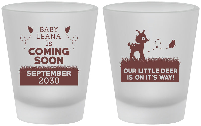 Custom Baby Shower Frosted Shot Glasses - Little Deer On The Way | 90011