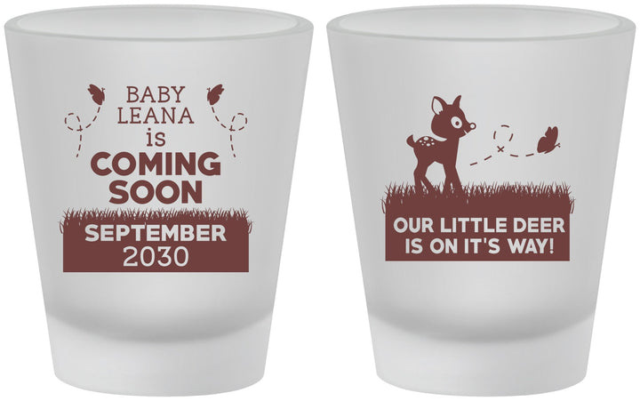 Custom Baby Shower Frosted Shot Glasses - Little Deer On The Way | 90011