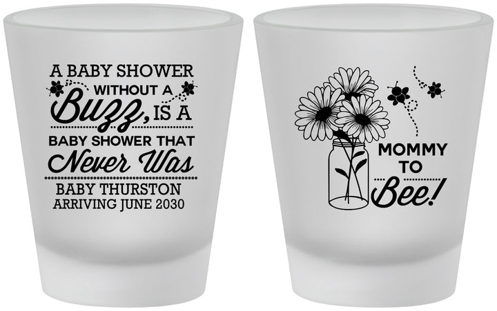 Custom Baby Shower Frosted Shot Glasses - Mommy To Bee | 90016