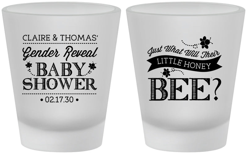 Custom Baby Shower Frosted Shot Glasses - Little Honey Bee | 90018