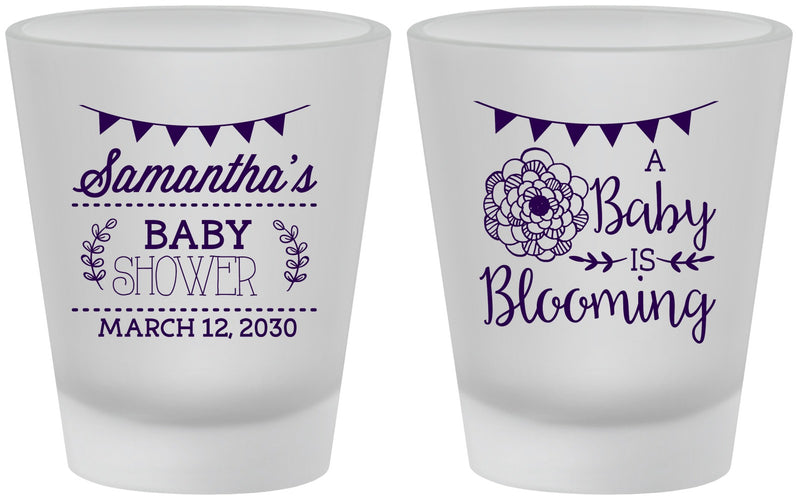 Custom Baby Shower Frosted Shot Glasses - Blooming | 90020
