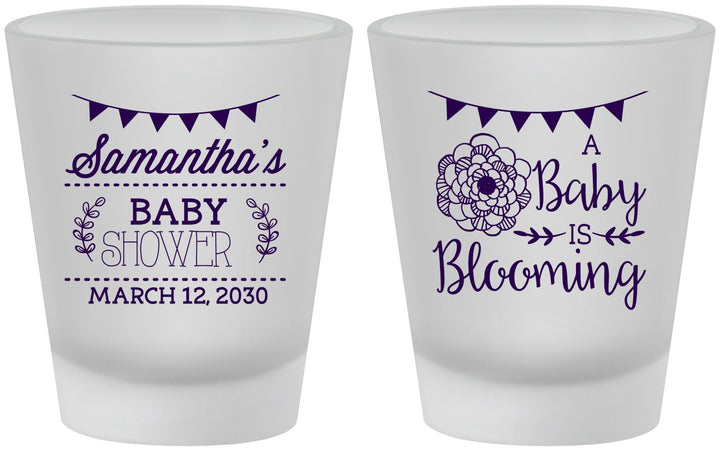 Custom Baby Shower Frosted Shot Glasses - Blooming | 90020