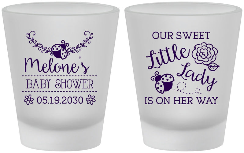 Custom Baby Shower Frosted Shot Glasses - Little Lady On The Way | 90021