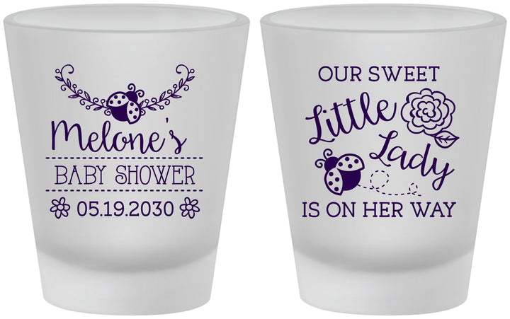 Custom Baby Shower Frosted Shot Glasses - Little Lady On The Way | 90021