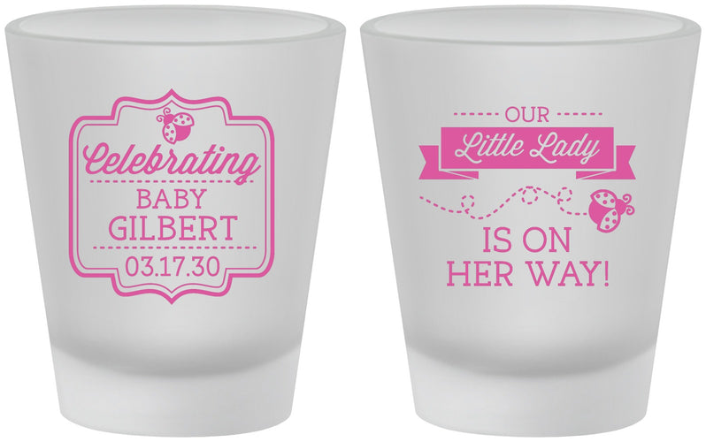 Custom Baby Shower Frosted Shot Glasses - Little Lady On The Way | 90022