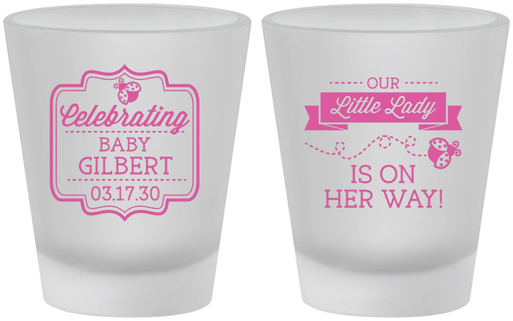 Custom Baby Shower Frosted Shot Glasses - Little Lady On The Way | 90022
