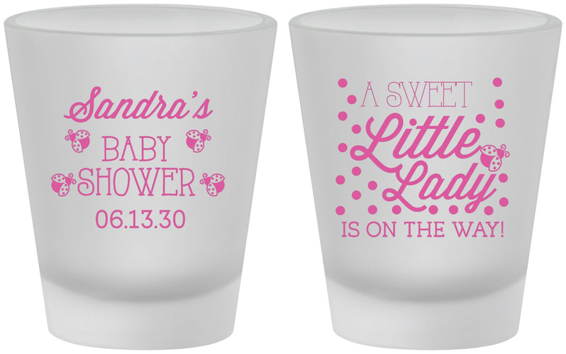 Custom Baby Shower Frosted Shot Glasses - Sweet Little Lady | 90024