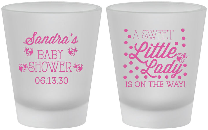 Custom Baby Shower Frosted Shot Glasses - Sweet Little Lady | 90024